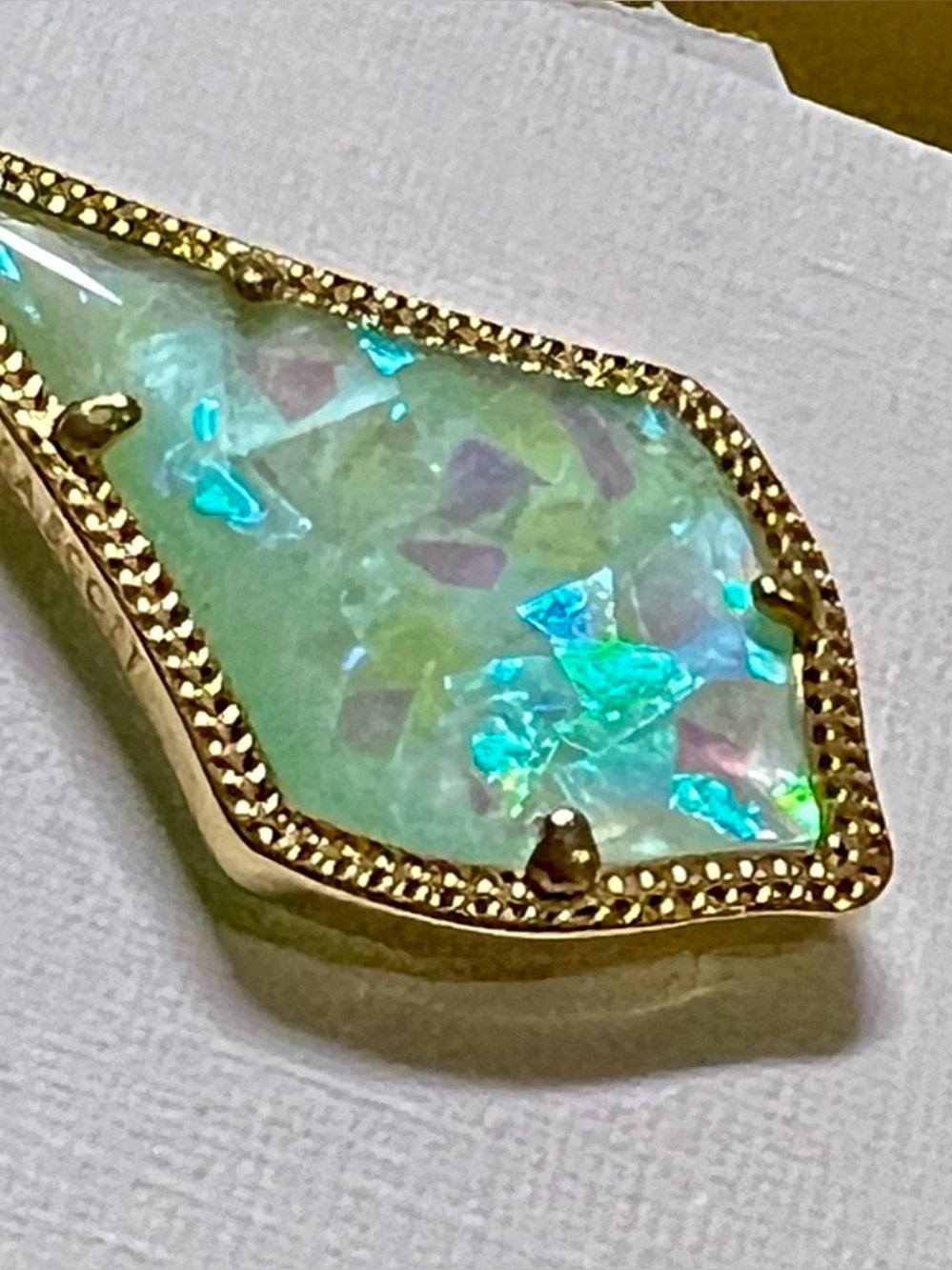 NWT Kendra Scott Alex Earrings Mint Illusion & Yellow Gold Rare & Retired GORG! - Picture 9 of 10